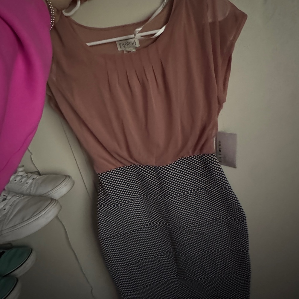 Dex Two-Tone Brown and Black Midi Dress